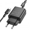 Мережевий зарядний пристрій Borofone BA72A Spring 18 Вт QC3.0, USB-A, з кабелем USB-A - USB-C, Чорний / Black