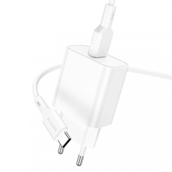 МЗП Borofone BA72A Spring QC3.0 (1USB-A) + кабель USB to Type-C White