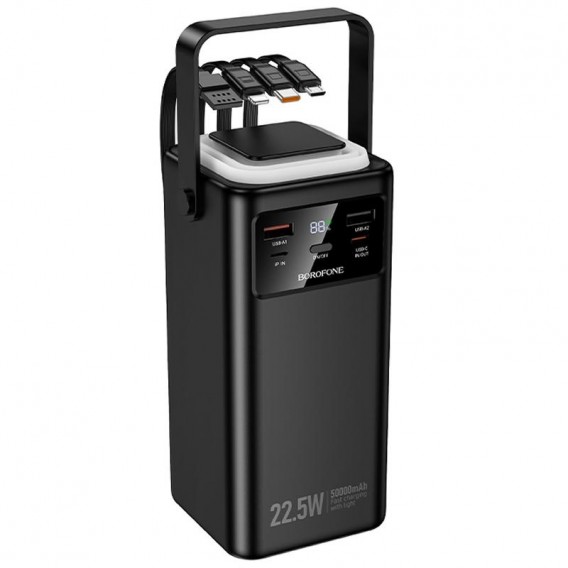Портативний ЗП Power Bank Borofone BJ65A High 22.5W+PD20W with cable 50000 mAh Black Портативний ЗП Power Bank Borofone BJ65A High 22.5W+PD20W with cable 50000 mAh Black