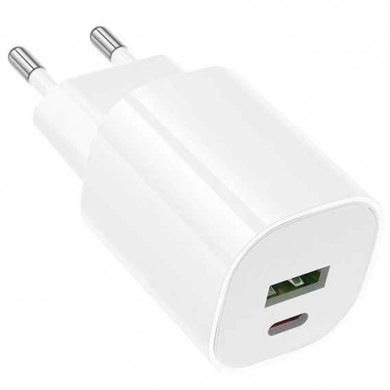 МЗП Borofone BA104A Pudding PD20W+QC3.0 (1USB-A/1C) White МЗП Borofone BA104A Pudding PD20W+QC3.0 (1USB-A/1C) White