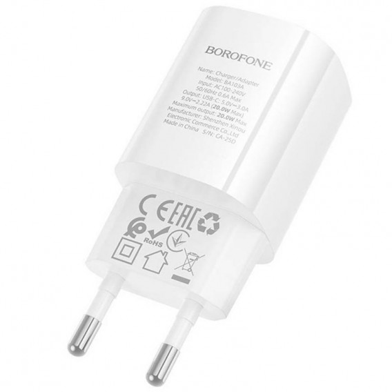 МЗП Borofone BA102A Pudding QC3.0 (1USB-A) + кабель USB to Type-C White МЗП Borofone BA102A Pudding QC3.0 (1USB-A) + кабель USB to Type-C White