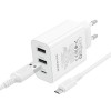 МЗП Borofone BA105A Stellar 15W (2USB-A/1C) + кабель USB to MicroUSB White