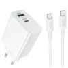МЗП Borofone BA108A Stellar PD30W+QC3.0 (1USB-A/1C) + кабель Type-C to Type-C White