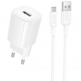 МЗП Borofone BA102A Pudding QC3.0 (1USB-A) + кабель USB to MicroUSB White МЗП Borofone BA102A Pudding QC3.0 (1USB-A) + кабель USB to MicroUSB White