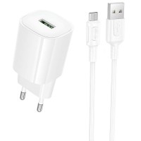 СЗУ Borofone BA102A Pudding QC3.0 (1USB-A) + кабель USB to MicroUSB White СЗУ Borofone BA102A Pudding QC3.0 (1USB-A) + кабель USB to MicroUSB White