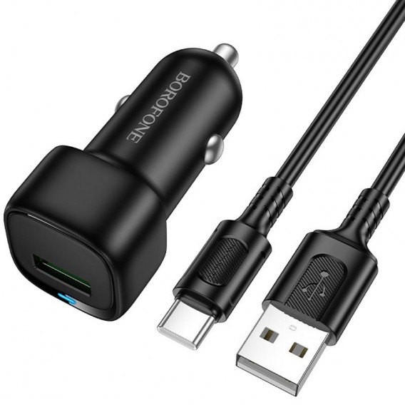 АЗП Borofone BZ34 Cloud QC3.0 (1USB-A) + кабель USB to Type-C Black