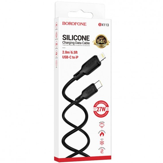 Дата кабель Borofone BX113 Lenny Type-C to Lightning 27W (2m) Black Дата кабель Borofone BX113 Lenny Type-C to Lightning 27W (2m) Black