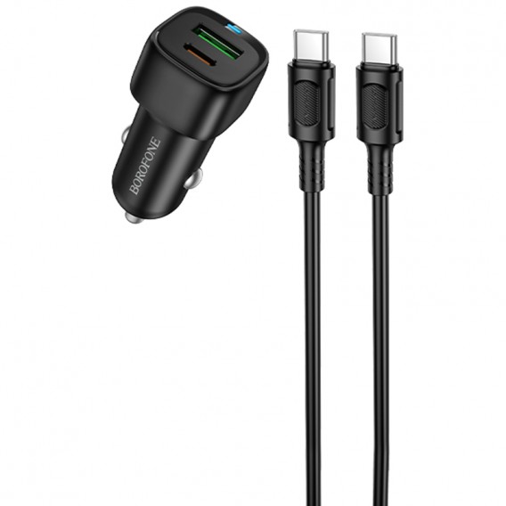 АЗП Borofone BZ34B Cloud PD20W+QC3.0 total 38W (1USB-A/1C) + кабель Type-C to Type-C Black