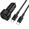 АЗП Borofone BZ34B Cloud PD20W+QC3.0 total 38W (1USB-A/1C) + кабель Type-C to Type-C Black