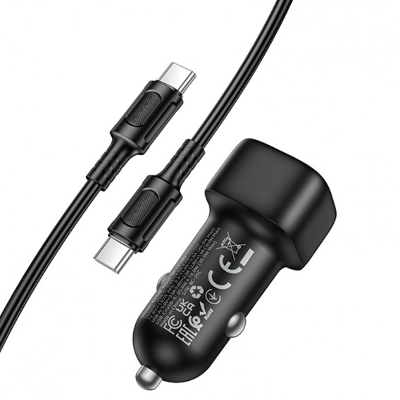 АЗП Borofone BZ34B Cloud PD20W+QC3.0 total 38W (1USB-A/1C) + кабель Type-C to Type-C Black АЗП Borofone BZ34B Cloud PD20W+QC3.0 total 38W (1USB-A/1C) + кабель Type-C to Type-C Black