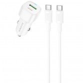 АЗП Borofone BZ34B Cloud PD20W+QC3.0 total 38W (1USB-A/1C) + кабель Type-C to Type-C White