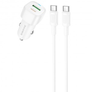 АЗП Borofone BZ34B Cloud PD20W+QC3.0 total 38W (1USB-A/1C) + кабель Type-C to Type-C White