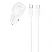 АЗП Borofone BZ34A Cloud PD20W (1USB-C) + кабель Type-C to Type-C White