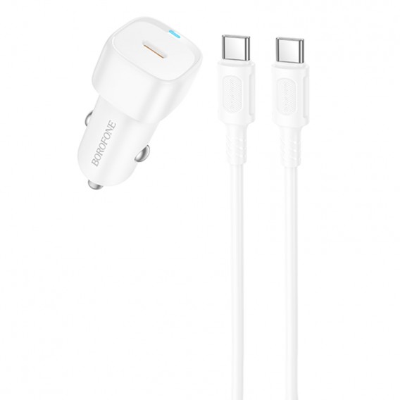АЗП Borofone BZ34A Cloud PD20W (1USB-C) + кабель Type-C to Type-C White