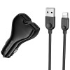 АЗП Borofone BZ35 Leader PD15W+QC3.0 total 30W (2USB-A/2C) + кабель USB to Lightning Black
