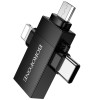 Перехідник Borofone BV26D 3in1 Lightning male/Type-C male/Micro male to USB2.0 female Black