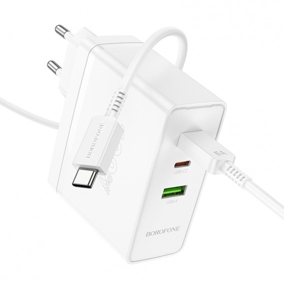 МЗП Borofone BN11 Imperial PD100W+QC3.0 (1USB-A/2C) + кабель Type-C to Type-C White МЗП Borofone BN11 Imperial PD100W+QC3.0 (1USB-A/2C) + кабель Type-C to Type-C White