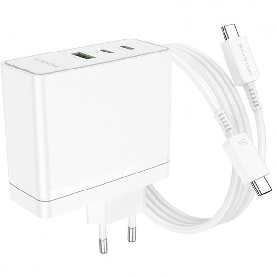 МЗП Borofone BN11 Imperial PD100W+QC3.0 (1USB-A/2C) + кабель Type-C to Type-C White МЗП Borofone BN11 Imperial PD100W+QC3.0 (1USB-A/2C) + кабель Type-C to Type-C White