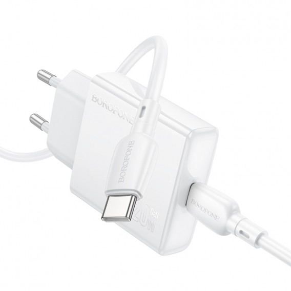 МЗП Borofone BN23 Wish PD20W (1USB-C) + кабель Type-C to Type-C White МЗП Borofone BN23 Wish PD20W (1USB-C) + кабель Type-C to Type-C White