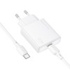 МЗП Borofone BN23 Wish PD20W (1USB-C) + кабель Type-C to Type-C White