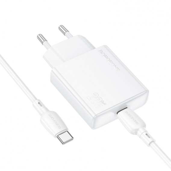 МЗП Borofone BN23 Wish PD20W (1USB-C) + кабель Type-C to Type-C White МЗП Borofone BN23 Wish PD20W (1USB-C) + кабель Type-C to Type-C White