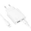МЗП Borofone BN25 Wish PD30W+QC3.0 (1USB-A/1C) + кабель Type-C to Lightning White
