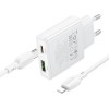 МЗП Borofone BN25 Wish PD30W+QC3.0 (1USB-A/1C) + кабель Type-C to Lightning White