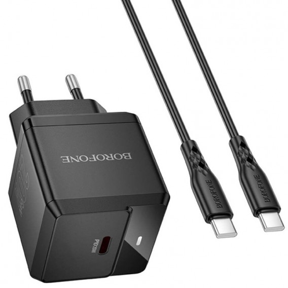 МЗП Borofone BN18 Intenso PD20W (1USB-C) + кабель Type-C to Type-C Black