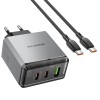 МЗП Borofone BN22 Lena PD65W (1USB-A/2C) + кабель Type-C to Type-C Metal gray
