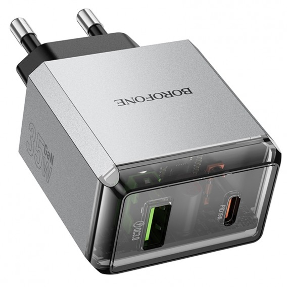 МЗП Borofone BN20 Lena PD35W+QC3.0 (1USB-A/1C) Metal gray