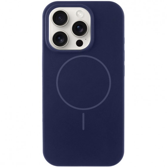 Чохол для iPhone 14 Pro Max Epik Silk Full Protective (AA) NO LOGO with Magnetic Fit, силікон, Темно-синій / Midnight Blue