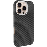 Чехол для iPhone 16 Pro Max KVZV Triangular Pattern with Magnetic Fit, TPU + PC, Черный / Black