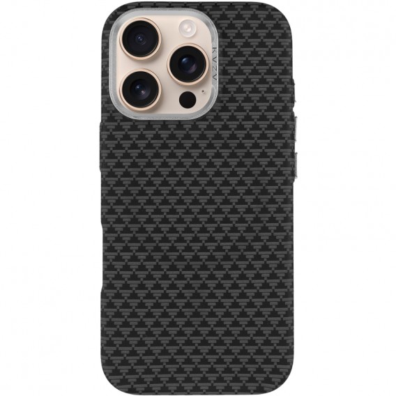 Чохол для iPhone 16 Pro Max KVZV Triangular Pattern with Magnetic Fit - Чорний / Black Чохол для iPhone 16 Pro Max KVZV Triangular Pattern with Magnetic Fit - Чорний / Black