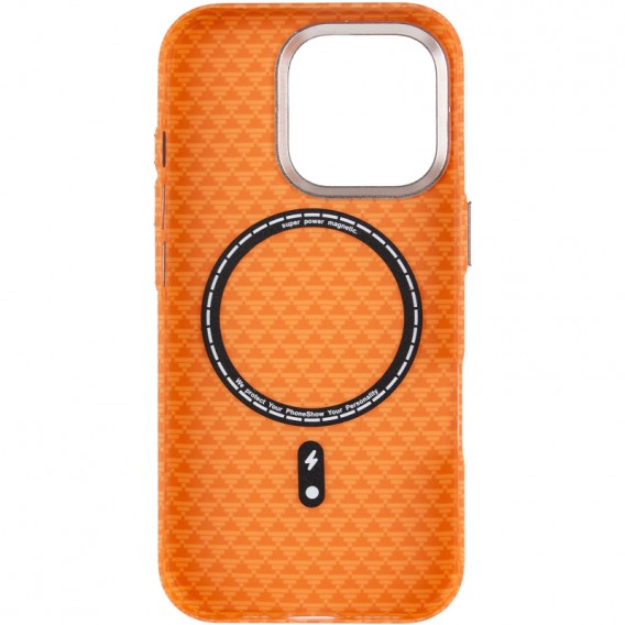 Чохол для iPhone 16 Pro Max KVZV Triangular Pattern with Magnetic Fit - Помаранчевий / Orange Чохол для iPhone 16 Pro Max KVZV Triangular Pattern with Magnetic Fit - Помаранчевий / Orange