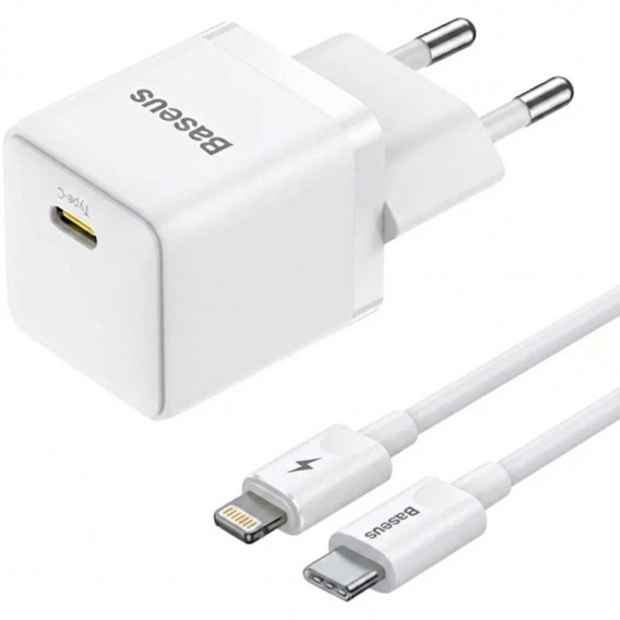 МЗП Baseus Palm Fast Charger 20W (1USB-C) + кабель Type-C to Lightning (E01164) Moon White