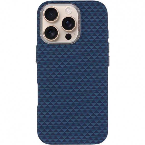 Чохол для iPhone 16 Pro KVZV Triangular Pattern with Magnetic Fit, TPU + полікарбонат, Синій / Blue Чохол для iPhone 16 Pro KVZV Triangular Pattern with Magnetic Fit, TPU + полікарбонат, Синій / Blue