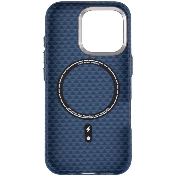 Чохол для iPhone 16 Pro KVZV Triangular Pattern with Magnetic Fit, TPU + полікарбонат, Синій / Blue Чохол для iPhone 16 Pro KVZV Triangular Pattern with Magnetic Fit, TPU + полікарбонат, Синій / Blue