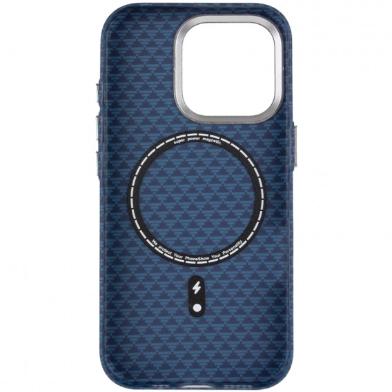 Чохол для iPhone 15 Pro Max KVZV Triangular Pattern with Magnetic Fit, Синій / Blue