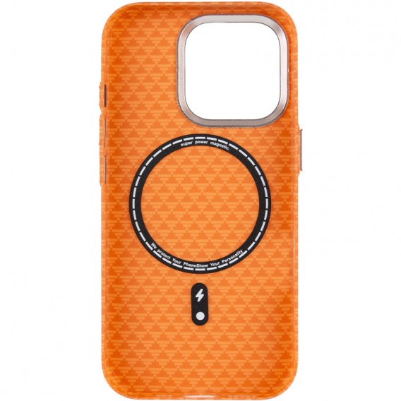 Чохол для iPhone 15 Pro KVZV Triangular Pattern with Magnetic Fit, TPU + полікарбонат, Помаранчевий / Orange Чохол для iPhone 15 Pro KVZV Triangular Pattern with Magnetic Fit, TPU + полікарбонат, Помаранчевий / Orange
