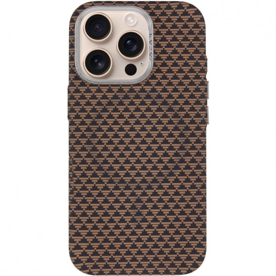 Чохол для iPhone 15 Pro KVZV Triangular Pattern with Magnetic Fit, TPU + полікарбонат, Хакі / Khaki