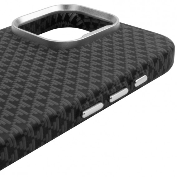 Чохол для iPhone 15 Pro KVZV Triangular Pattern with Magnetic Fit, TPU + полікарбонат, Чорний / Black Чохол для iPhone 15 Pro KVZV Triangular Pattern with Magnetic Fit, TPU + полікарбонат, Чорний / Black
