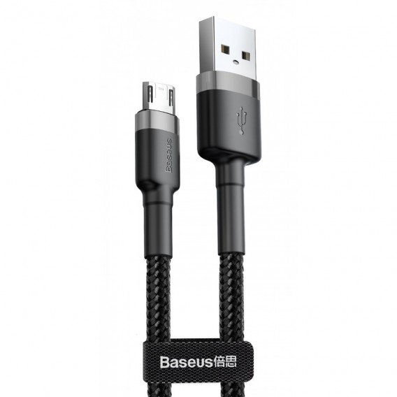 Дата кабель Baseus Cafule USB to MicroUSB Cable 1.5A (2m) (CAMKLF-C) Серый / Черный