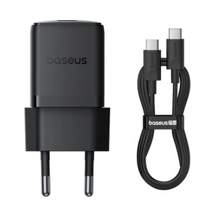 Мережевий зарядний пристрій Baseus Palm Fast Charger 1C 30 Вт P10111605113-01 з кабелем Type-C - Type-C, Чорний / Cluster Black Мережевий зарядний пристрій Baseus Palm Fast Charger 1C 30 Вт P10111605113-01 з кабелем Type-C - Type-C, Чорний / Cluster Black