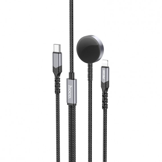 Дата кабель Hoco CW54 2in1 Type-C to iWatch/Lightning 2.5W (1.2m) Black