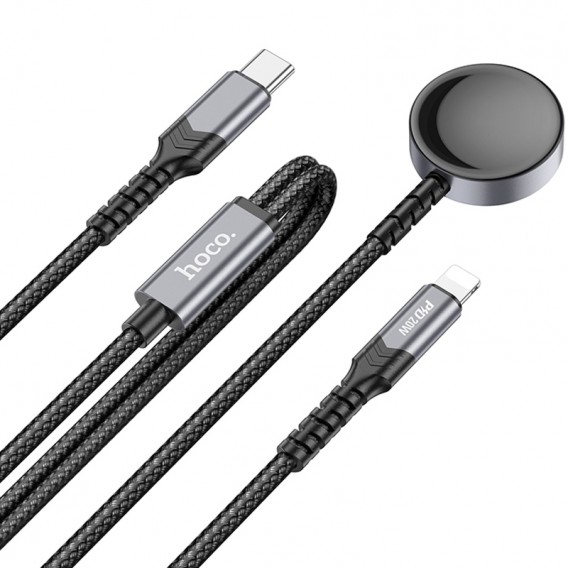 Дата кабель Hoco CW54 2in1 Type-C to iWatch/Lightning 2.5W (1.2m) Black Дата кабель Hoco CW54 2in1 Type-C to iWatch/Lightning 2.5W (1.2m) Black