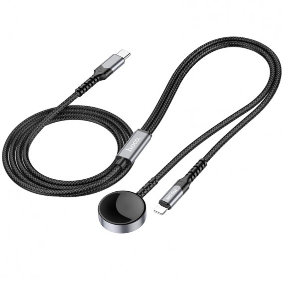 Дата кабель Hoco CW54 2in1 Type-C to iWatch/Lightning 2.5W (1.2m) Black Дата кабель Hoco CW54 2in1 Type-C to iWatch/Lightning 2.5W (1.2m) Black