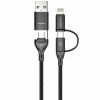 Дата кабель Amaya ACD-X28 4in1 Type-C to USB/Type-C to Lightning 60W (1m) Black
