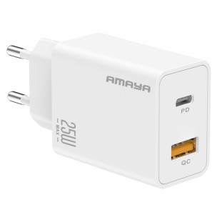 СЗУ Amaya E221D PD25W+QC3.0 (1USB-A/1C) White