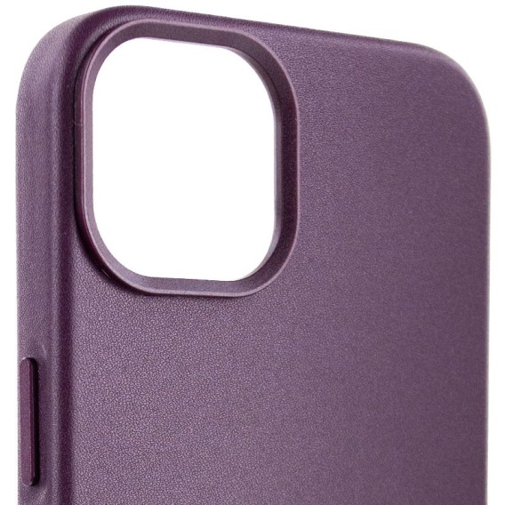Кожаный чехол Leather Case (AA Plus) with Magnetic Fit для Apple iPhone 14 (6.1") Dark Cherry