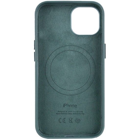 Кожаный чехол Leather Case (AA Plus) with Magnetic Fit для Apple iPhone 14 (6.1") Pine green
